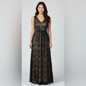 Adrianna Papell Dress Woman’s Size  2 Gold Lace Overlay Empire Fairygoth‎ Gown